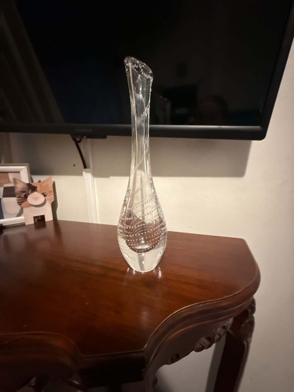 SIGNED Vintage Kosta Boda Controlled Bubble Glass Bud Vase